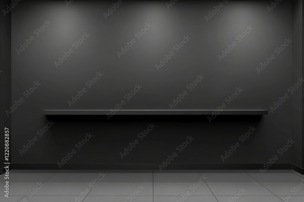 Poster a wall with a shelf and no items on it