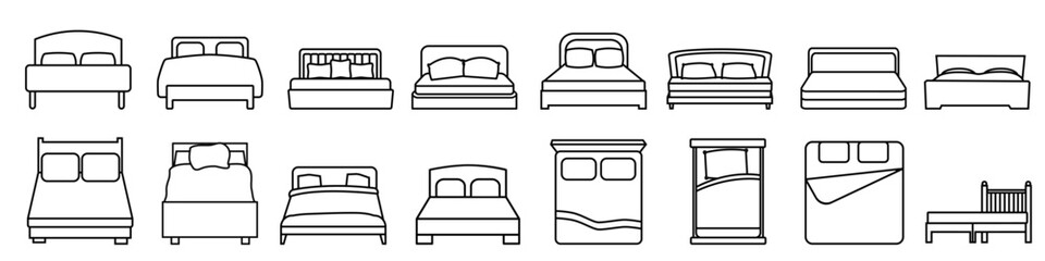 Bed icon vector set. Bedroom illustration sign collection. Sleep symbol or logo.