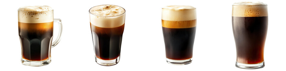 Nitro Cold Brew Served in a Clear Glass &ndash; A smooth and rich nitro cold brew served in a clear glass to showcase the creamy foamy texture. Isolated on Clear White Background Highly Detailed 