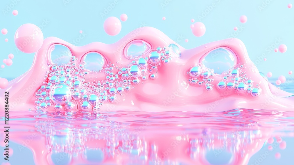 Poster bubbles and foam action abstract art digital creation colorful environment close-up view fluid conce