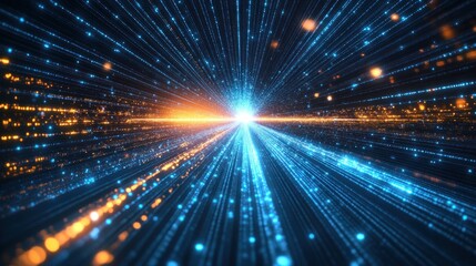 Obraz premium Abstract Digital Data Stream Converging to a Central Point