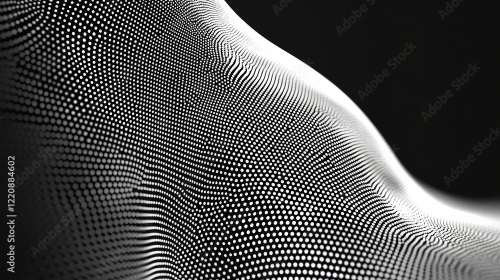 Aufkleber dynamic wave patterns in monochrome abstract digital design creative workspace high-tech environment