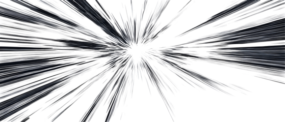 Comic-style radial lines for motion effects, with a bold black pattern. Isolated on transparent Background, clipping path  - 