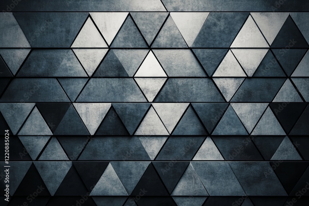 Poster a wall with a pattern of triangles