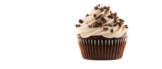 Cupcake with detailed icing and a decorative topping. Isolated on White Background, clipping path  - 