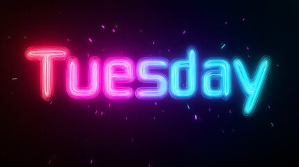 glowing neon sign text TUESDAY