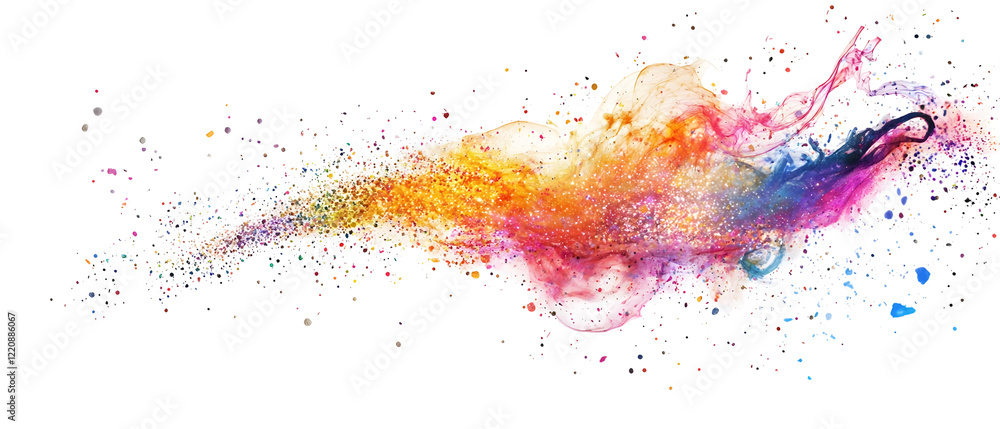 Poster festive fireworks bursting into colorful patterns and sparkling trails. isolated on white background
