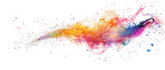 Festive fireworks bursting into colorful patterns and sparkling trails. Isolated on White Background, clipping path  - 