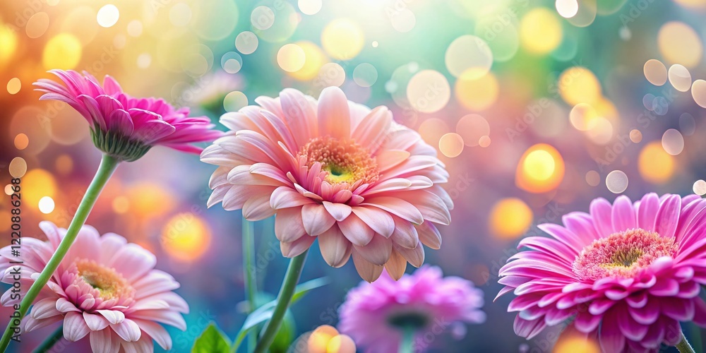 Poster bokeh floral background with text space: elegant soft focus flower image