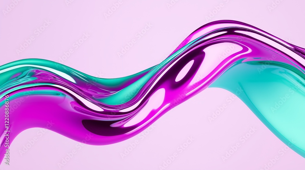 Poster dynamic flowing waves of colorful liquid abstract art smooth texture vibrant environment close-up vi