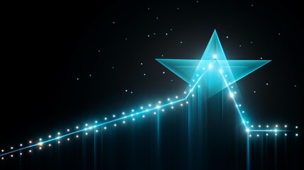 A glowing star at the top of an increasing trend line, symbolizing a top performer in market reports, no background.