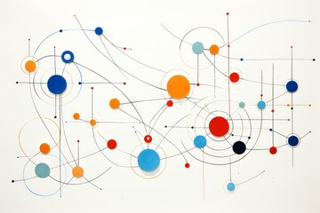Intricate network visualized with colorful dots and lines, symbolizing connections, data flow, or complex systems