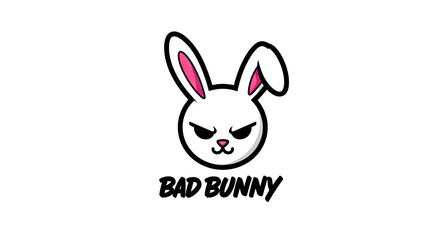 Fototapeta premium Bad Bunny Cartoon Logo Design with Bold Text and Rabbit Character