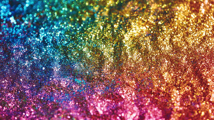 Vibrant Multicolored Glitter Background with Sparkling Rainbow Gradient Effect, Shimmering Texture for Festive, Creative, and Artistic Design Projects
