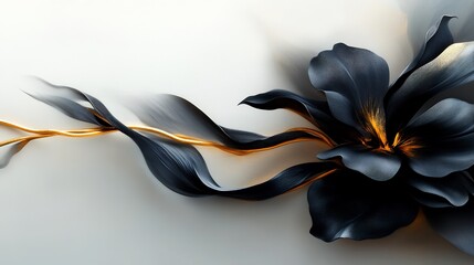 Elegant Dark Bloom: A Study in Gold and Midnight Blue
