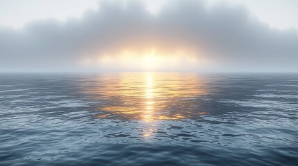 Obraz premium Tranquil sunset over calm ocean waters serene seascape nature photography peaceful atmosphere