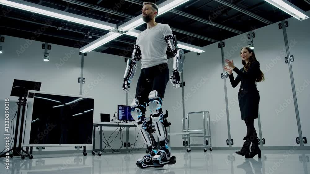 Poster robotic exoskeleton demonstration highlighting advanced technology in human enhancement at innovatio