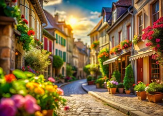 Fototapeta premium Charming French City Street Summer Tilt-Shift Photography