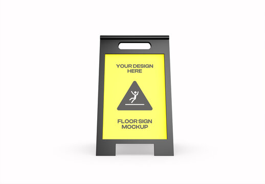 Warning Wet Floor Sign Mockup