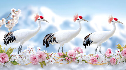 Obraz premium Cranes in nature's beauty