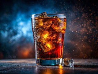 Close-up of Refreshing Cola Drink in Glass - Stock Photo