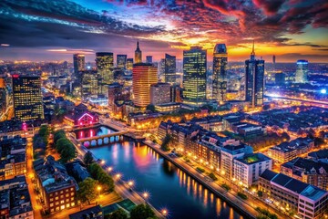 Obraz premium Night Cityscape Background: Dark Urban Texture for Digital Branding