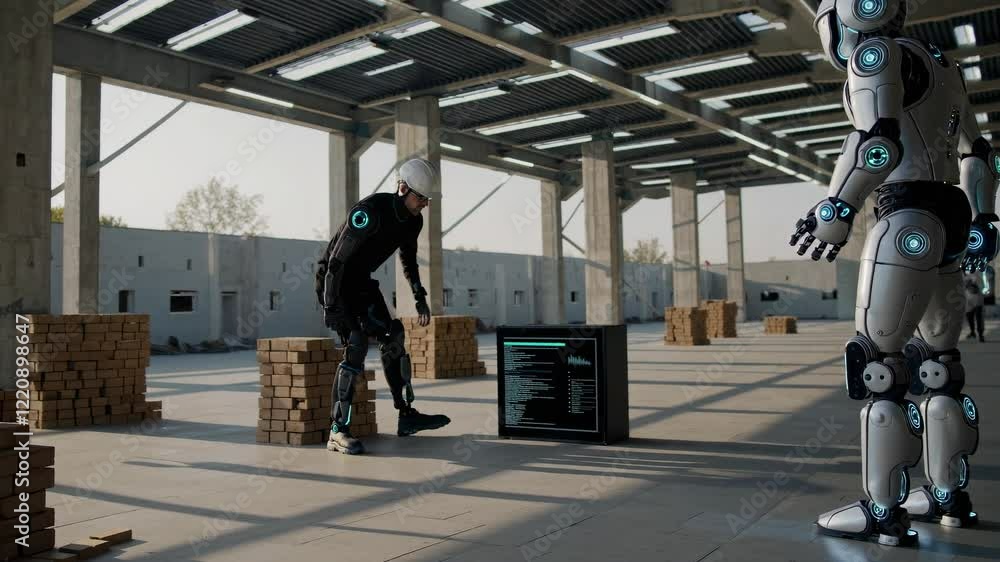 Aufkleber advanced robotics performs tasks in modern warehouse during daylight hours