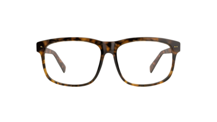 Stylish tortoise shell glasses without lenses displayed on a plain background