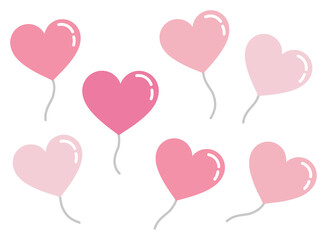 ハートの風船イラスト素材・かわいい・バレンタイン