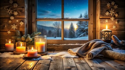 Cozy Winter Candlelight Holiday Greeting Card Background
