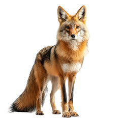 Fototapeta premium Angled view full body shot of an extremely perfect looking single Maned Wolf animal isolated on a white transparent background