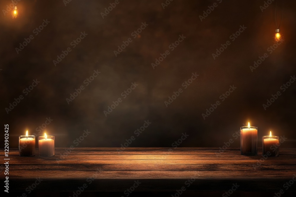 Poster candlelit atmosphere created by soft lighting and natural elements for an inviting and serene settin