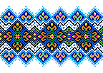 Vector illustration of seamless decorative fabric pattern of Ukrainian folklore. Ethnic ornamental motifs, border elements, traditional Ukrainian and Belarusian folk knitted umbrella patterns.
