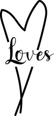 Loves heart vector illustration. Valentine's Day typography