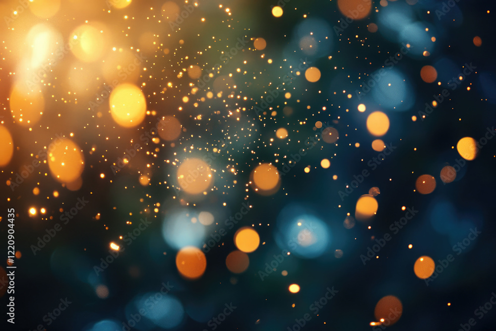 Aufkleber Abstract bokeh background with warm and cool tones, featuring sparkling lights and blurred circles.