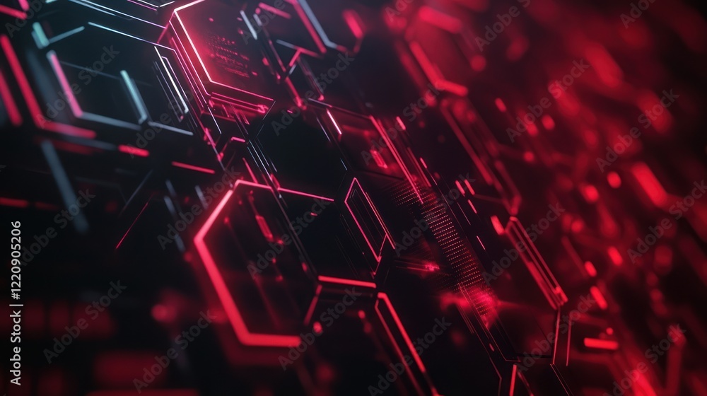 Aufkleber abstract red and black hexagonal tech background