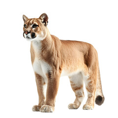 Obraz premium Angled view full body shot of an extremely perfect looking single Mountain Lion animal isolated on a white transparent background