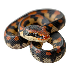Fototapeta premium Angled view full body shot of an extremely perfect looking single Mussurana Snake animal isolated on a white transparent background