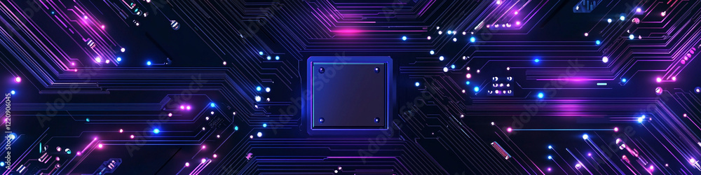 Poster Modern microchip design with vibrant circuitry patterns