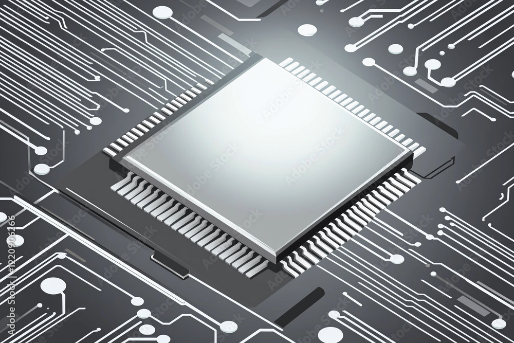 Aufkleber Central processing unit on a circuit board design layout