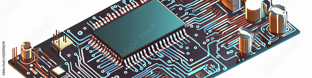 Poster Circuit board layout showcasing intricate design and components