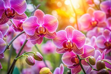 Delicate Pink Phalaenopsis Orchids Close-Up: Beautiful Floral Background