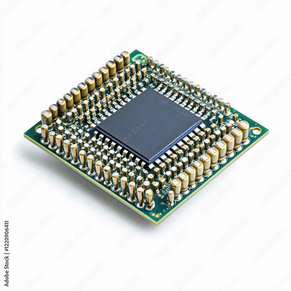 Poster Microchip showcased on microprocessor circuit board