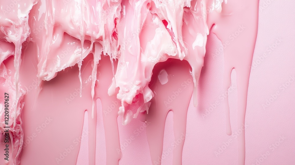 Poster the image portrays a vibrant pink texture that appears to be melting, blending abstract forms and ev