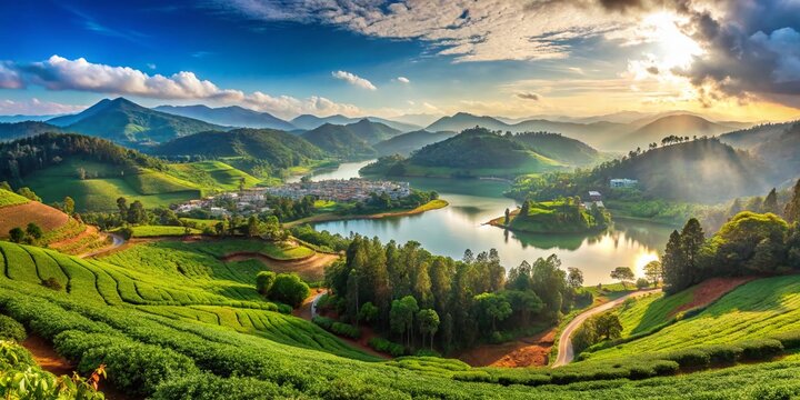 Ooty Tea Gardens: Majestic Mountains, Lush Greenery, Serene River