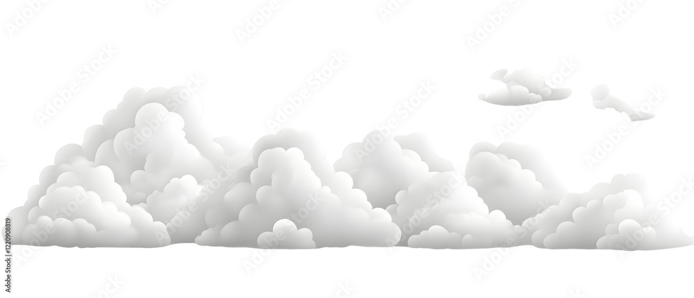 Poster soft white clouds with smooth edges and realistic fluffy textures. isolated on white background, cli