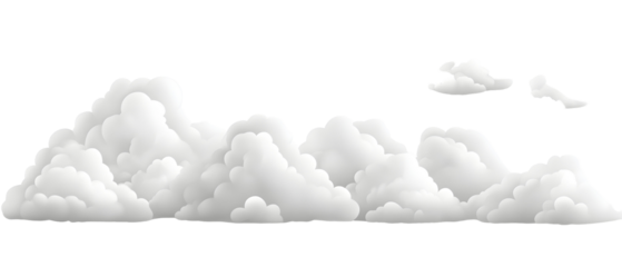 Soft white clouds with smooth edges and realistic fluffy textures. Isolated on White Background, clipping path  - 