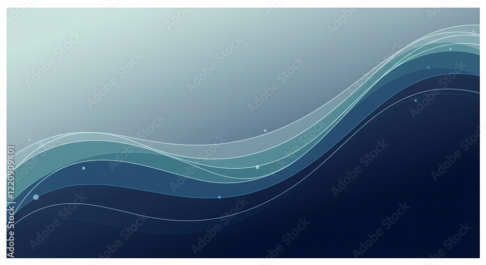 Poster abstract teal and blue gradient waves background design. smooth lines.