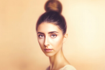 Fototapeta premium Portrait of a young woman with bun