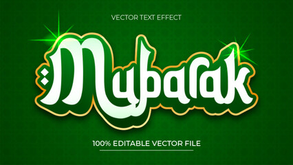 Islamic Mubarak Editable text effect White and Green Color Theme